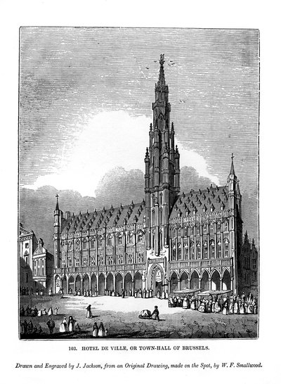 होटल डी विले, या ब्रसेल्स का टाउन हॉल, 1843 द्वारा जे। जैक्सन