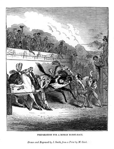 एक रोमन घोड़े की दौड़ के लिए तैयारी, 1843 द्वारा जे। जैक्सन