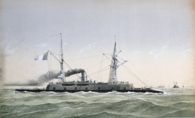 फ्रेंच नेवी आयरनक्लाड कोस्टगार्ड पोत Le Rochambeau, c। 1870 द्वारा जे। कोर्नर