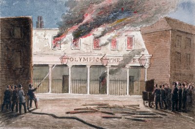 ओलंपिक थियेटर, विच स्ट्रीट, वेस्टमिंस्टर, लंदन में आग, 1849 द्वारा जे मौंडो