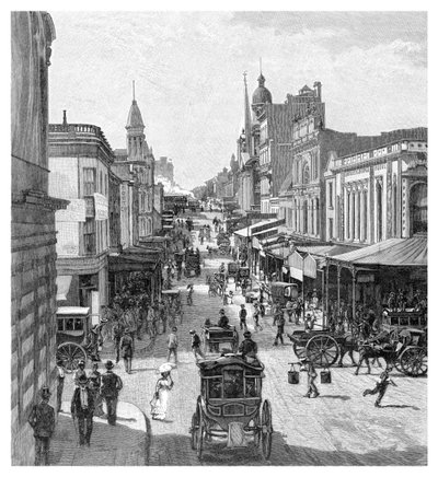 किंग स्ट्रीट, सिडनी, न्यू साउथ वेल्स, ऑस्ट्रेलिया, 1886। द्वारा जेआर एश्टन
