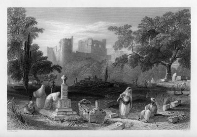 1841 के लेबनान के सिडोन में एक तुर्की दफन मैदान। द्वारा जे। रिडवे