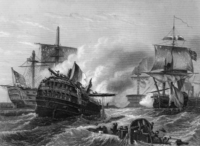 लॉर्ड होवेस ने फ्रेंच पर जीत हासिल की, 1 जून 1794, सी 1857 द्वारा जे रोजर्स