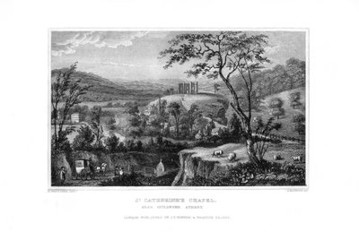 सेंट कैथरीन चैपल, गिल्डफोर्ड, सरे, 1829। द्वारा जे रोजर्स