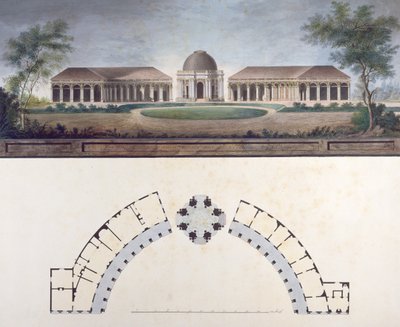बेयरुथ हर्मिटेज में सूर्य का मंदिर c.1780 (कागज पर wc) द्वारा जे। साहेर