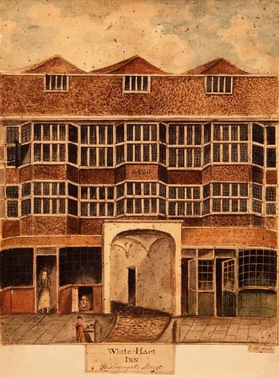 व्हाइट हार्ट इन, बिशपगेट स्ट्रीट, c.1810 द्वारा जे। विलियम्स