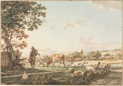 विलेज के साथ देहाती लैंडस्केप, 1799। द्वारा याकूब बिल्लियों