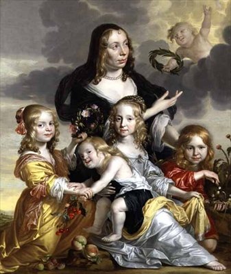 अपने चार बच्चों के साथ एक महिला का पोर्ट्रेट द्वारा Jacob Fransz van der Merck