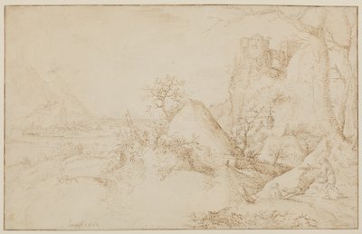 दो किसानों और एक कुत्ते के साथ लैंडस्केप, c.1525-69 द्वारा जैकब आई सेवरी