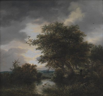 तालाब के किनारे ओक के पेड़ द्वारा Jacob van Ruisdael