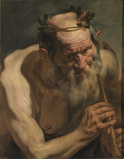 ओल्ड सटायर होल्डिंग ए बांसुरी, c.1620 द्वारा जैकब जॉर्डन