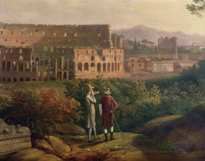 जोहान वोल्फगैंग वॉन गोएथे (1749-1832) रोम के कोलोसियम में दौरा करते हुए, c.1790 द्वारा जैकब फिलिप हैकर