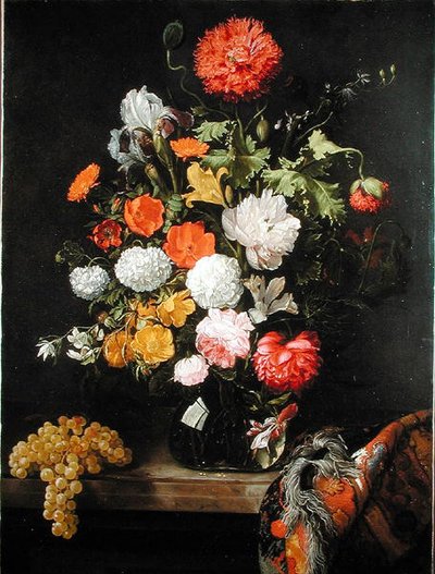 फिर भी फूलों और अंगूरों का जीवन, c.1675 द्वारा जैकब रूटियस
