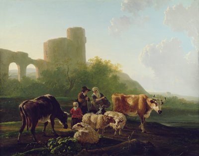 मवेशी और भेड़ के साथ ग्राम्य आंकड़े द्वारा Jacob Van Stry