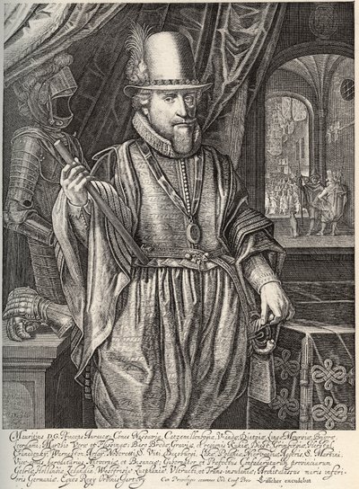 मौरिस डी नासाउ का पोर्ट्रेट (1567-1625), प्रिंस ऑफ ऑरेंज, काउंट ऑफ नासाउ। विलेम जैकब्स डेल्फ़ द्वारा उत्कीर्णन (1580-1638) 17वीं शताब्दी द्वारा जैकब विलेम्स डेल्फ़