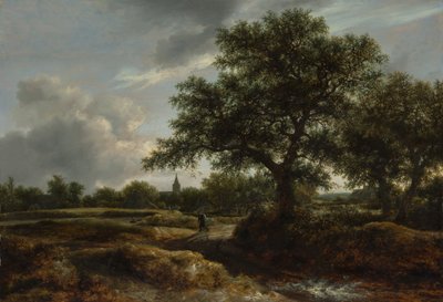 दूरी में एक गांव के साथ लैंडस्केप, 1646। द्वारा Jacob van Ruisdael