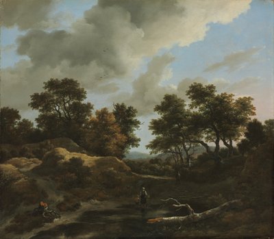वुडेड एंड हिल्ली लैंडस्केप, 1660। द्वारा जैकब वैन रुइसडेल