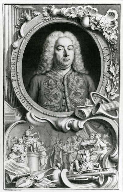 जॉर्ज फ्रेडरिक हैंडेल का पोर्ट्रेट, 1768 द्वारा Jacobus Houbraken