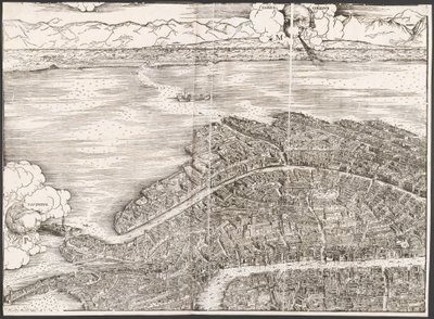 वेनिस का दृश्य [ऊपरी बाएँ ब्लॉक], 1500। द्वारा जैकोपो डी बारबारी