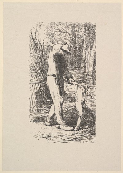 वुडकटर मेकिंग ए फगोट, 1853। द्वारा जैक्स एड्रियन लैविएले