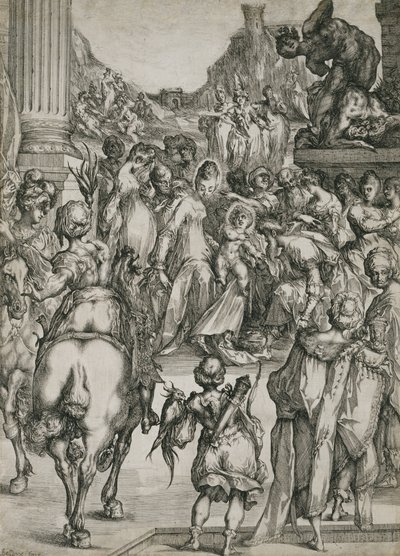 Magi की आराधना, c.1614-17 (उत्कीर्णन के साथ नक़्क़ाशी) द्वारा जाक बेलांगे
