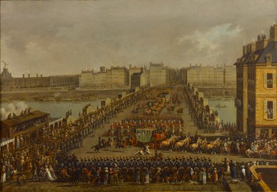 2 दिसंबर, 1804, 1805 को राज्याभिषेक समारोह के रास्ते में शाही जुलूस। द्वारा जैक्स बर्टौक्स
