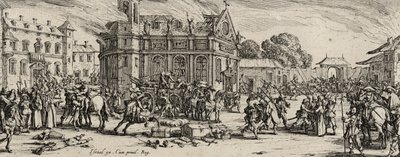 एक कान्वेंट, 1633 का विनाश (निर्धारित कागज पर नक़्क़ाशी द्वारा जैक्स कैलोट