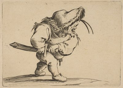 LHomme SApprêtant a Tirer पुत्र कृपाण मैन अपनी तलवार निकालने की तैयारी करते हुए, Varie Fig ..., 1616-22 से। द्वारा जैक्स कैलोट