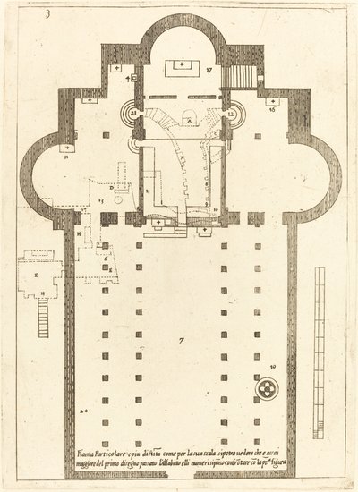 पवित्र मंगर के चर्च की योजना, 1619। द्वारा जैक्स कैलोट