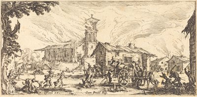 एक गाँव को तबाह करना और जलाना, c. 1633. द्वारा जैक्स कैलोट