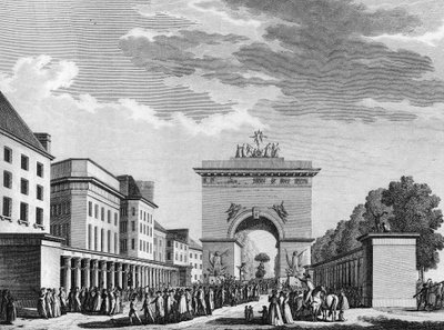 फ्रांसीसी क्रांति: 3 सितंबर 1791 के संविधान की स्वीकृति। स्वेबैक के बाद बर्थौट द्वारा उत्कीर्णन। पेरिस, क्रांति के इतिहास संस्थान का पुस्तकालय द्वारा जैक्स फ्रेंकोइस जोसेफ स्वेबाक