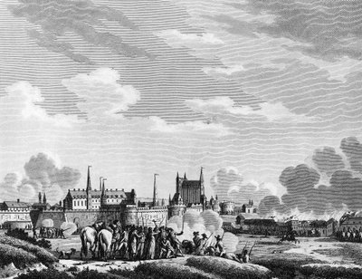 फ्रांसीसी क्रांति: 29 जून 1793 को वेंडीन्स द्वारा नैनटेस का हमला। स्वेबैक पेरिस के बाद बर्थौट द्वारा उत्कीर्णन, क्रांति के इतिहास संस्थान का पुस्तकालय द्वारा जैक्स फ्रेंकोइस जोसेफ स्वेबाक