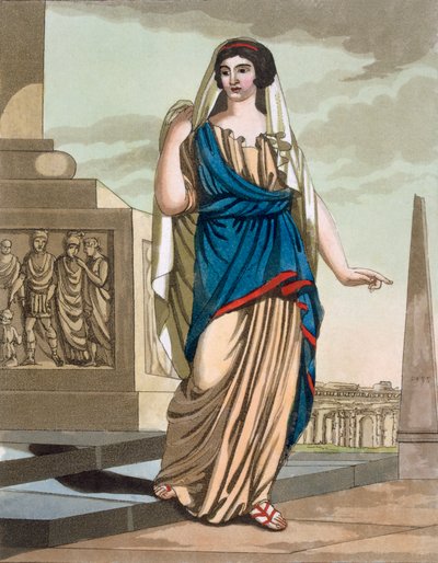 प्राचीन रोम की महिला नागरिक, पब। 1796. द्वारा जैक्स ग्रासेट डी सेंट सौवेउर
