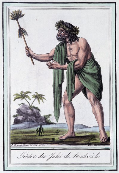 सैंडविच द्वीप समूह के पुजारी - ग्रासेट सेंट सॉवेउर, एड द्वारा "" एनसाइक्लोपीडी डेस वॉयेजेस "" में। पेरिस 1796 द्वारा जैक्स ग्रासेट डी सेंट सौवेउर