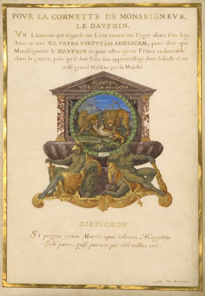 सुश्री 11 (4) f.5, लुई XIV के लिए प्रतीक, c.1663-68 (गोमांस और गोमांस पर सोना) द्वारा जैक्स आई बेली