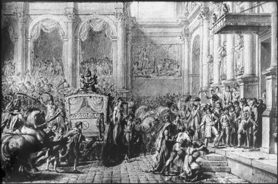 कॉनसेप्शन से वापस, नेपोलियन होटल डे विले, 1805 पर पहुंच गया (कलमों पर काली स्याही से ग्रे ग्रे पूर्ववत ग्रेफाइट द्वारा जैक्स लुई डेविड