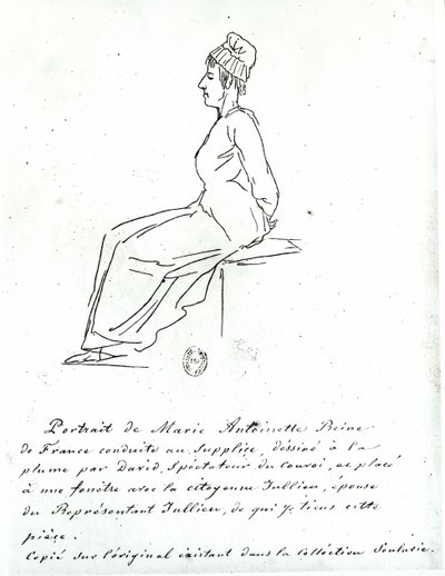 मैरी-एंटोइनेट (1755-93) ने उसके निष्पादन के रास्ते पर, 1793 द्वारा जैक्स लुई डेविड