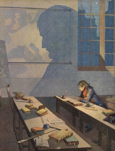 युवा नेपोलियन बोनापार्ट अध्ययन कर रहा है द्वारा Jacques Marie Gaston Onfray de Breville (Job)
