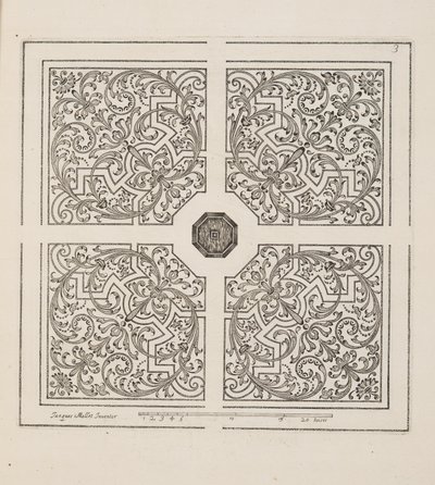 थिएटर डेस प्लान्स एट जार्डिनेज, पब 1652 (उत्कीर्णन) से पार्टेरे के लिए डिज़ाइन द्वारा जैक्स मोलेट