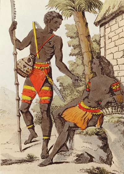 पलाऊ द्वीप से आदमी और औरत, 1805 (रंग उत्कीर्णन) द्वारा गसेट डे सेंट सौवेउर के बाद जैक्स
