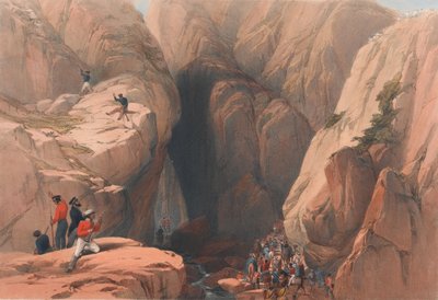 'परुष से कोजक दर्रे में प्रवेश', c.1839 (लिथोग्राफ, रंगा हुआ) द्वारा जेम्स (बाद में) एटकिंसन