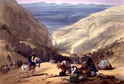 हेनरी ग्रेव्स द्वारा प्रकाशित चार्ल्स हाघे (1810-88) और लुई हाघे (1806-85) द्वारा उकेरी गई 'स्केच इन अफ़ग़ानिस्तान' से कूजा पास के माध्यम से दूसरा वंश द्वारा जेम्स (बाद में) एटकिंसन