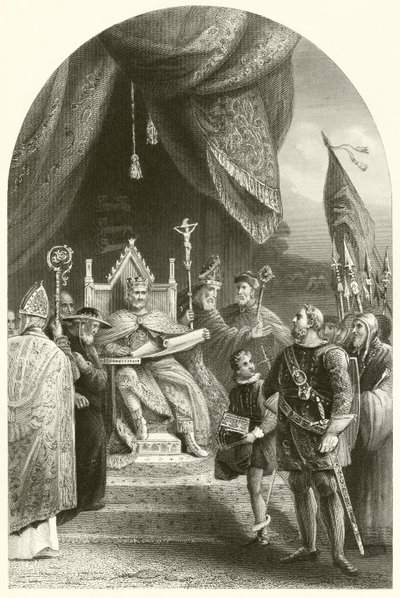 किंग जॉन ने मैग्ना चार्ट को सील किया (उत्कीर्णन) द्वारा जेम्स (बाद में) लोंसडेल