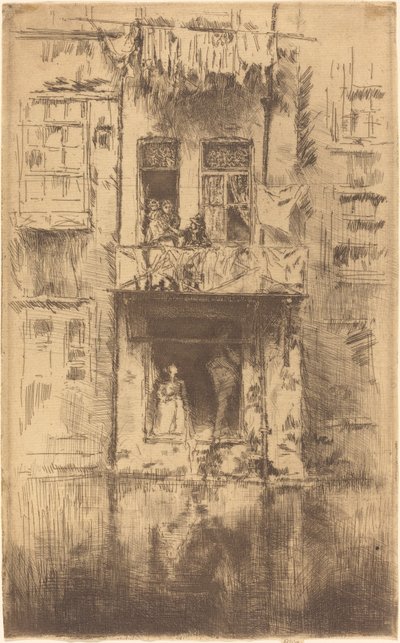 बालकनी, एम्स्टर्डम, 1889। द्वारा जेम्स एबॉट मैकनील व्हिस्लर
