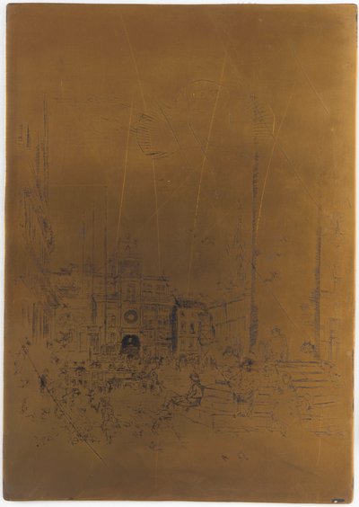 पियाज़ेटा के लिए रद्द की गई प्रिंटिंग प्लेट, 1879-1880। द्वारा जेम्स एबॉट मैकनील व्हिस्लर