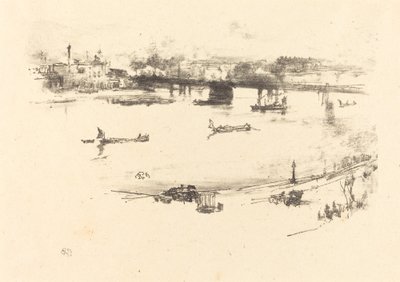 चेरिंग क्रॉस रेलवे ब्रिज, 1896। द्वारा जेम्स एबॉट मैकनील व्हिस्लर