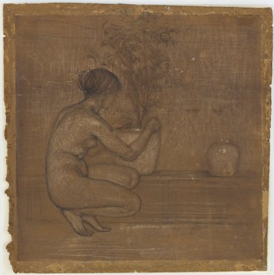 क्राउचिंग फिगर। द व्हाइट सिम्फनी के लिए अध्ययन: तीन लड़कियां, 1869-1870। द्वारा जेम्स एबॉट मैकनील व्हिस्लर