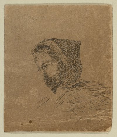 कोस्ट सर्वे प्लेट, 1854-55 पर स्केचेस से हूडेड मेल हेड। द्वारा जेम्स एबॉट मैकनील व्हिस्लर