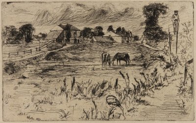 घोड़ों के साथ लैंडस्केप, 1859। द्वारा जेम्स एबॉट मैकनील व्हिस्लर