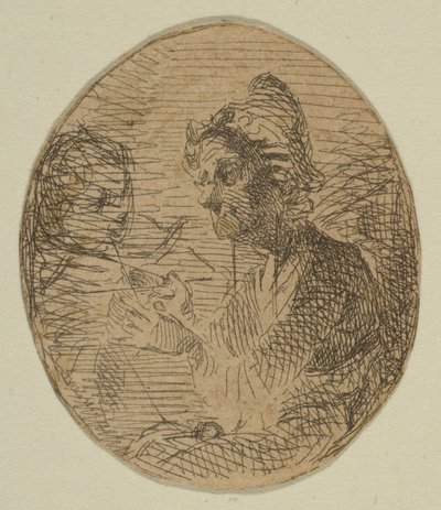 ओल्ड वुमन एंड चाइल्ड इन ओवल फ्रॉम स्केच ऑन द कोस्ट सर्वे प्लेट, 1854-55। द्वारा जेम्स एबॉट मैकनील व्हिस्लर